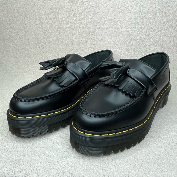 Dr. Martens Black Leather Tassel Loafers with Yellow Stitching - Picture 13 of 13